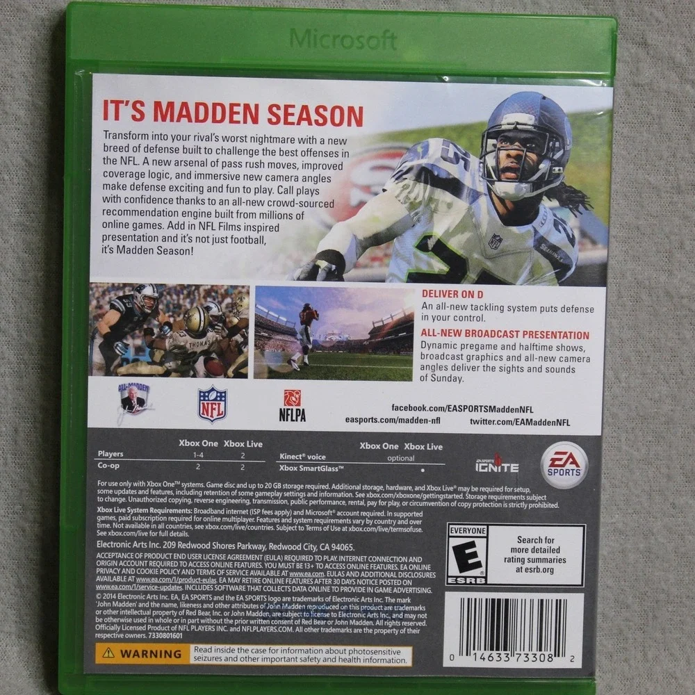 Madden NFL 15 Microsoft Xbox One EA Sports Football Video Game Richard Sherman